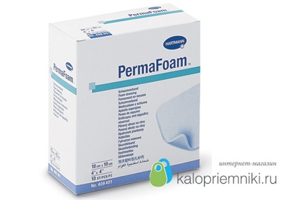 Permafoam comfort (Пермафом комфорт) - Самоклеящиеся губчатые повязки: 11 х 11 см; 10 шт. 